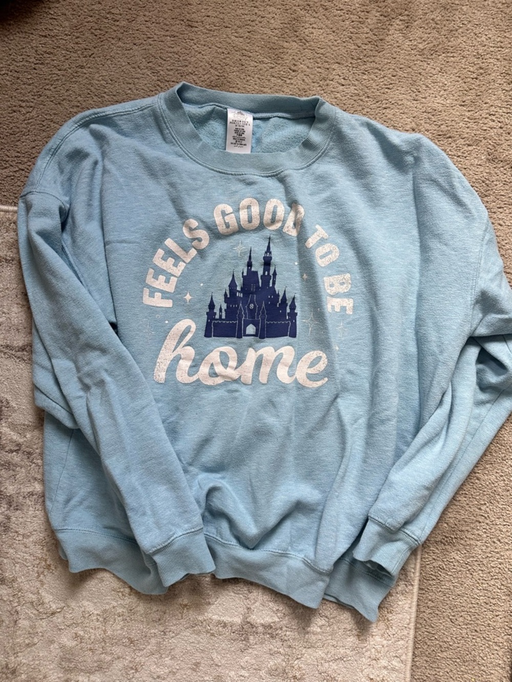 Disney Light Blue "Feels Good to Be Home" Graphic Sweatshirt
